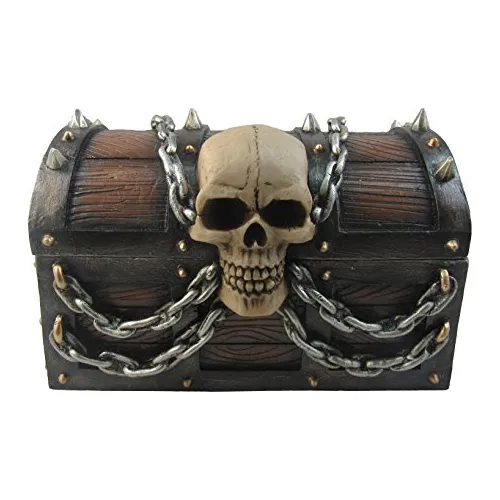 Dwk Craneo Pirata Tesoro Pecho Decorativo Trinket Oewt2