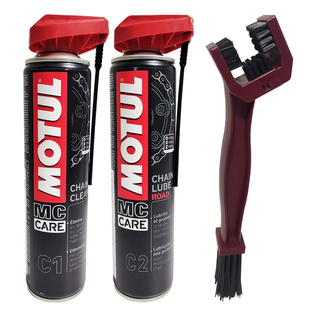 Kit Motul C1 Spray C2 400 Ml Escova Limpa Corrente Moto