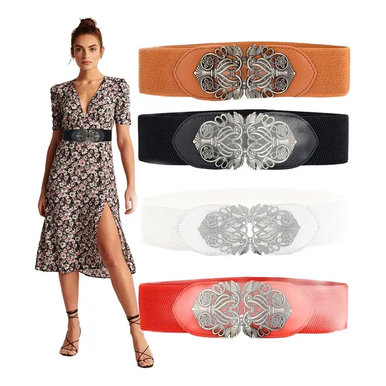 Cinturón Elegante Para Dama Ancho Elastico Retro Mujer 4pk