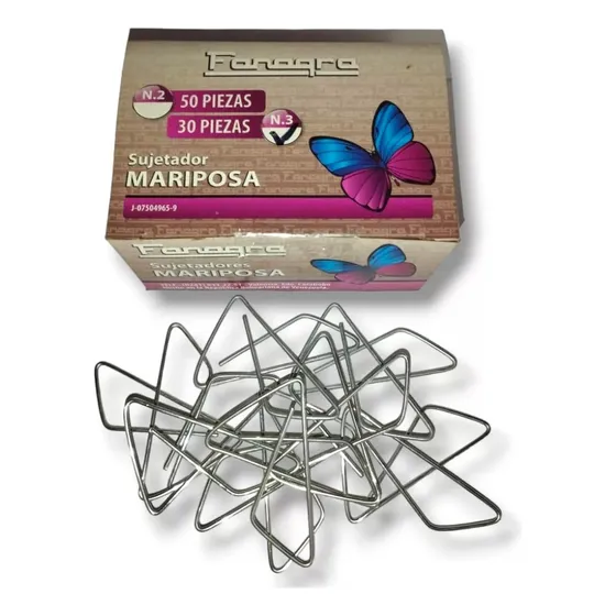 Clips Mariposa N° 3 Fanagra (pack 2 Cajas X 30 Clips)