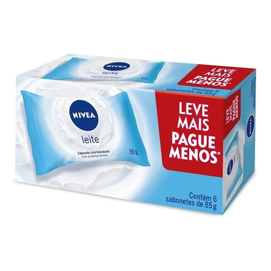 NIVEA Sabonete em Barra Hidratante Leite Promo 6 uni 85g