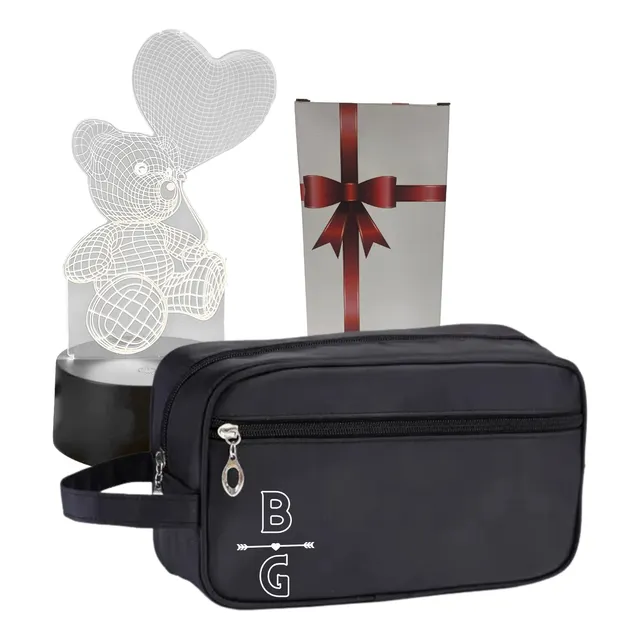 Kit Namorados Nécessaire Iniciais Casal Luminária Urso Love