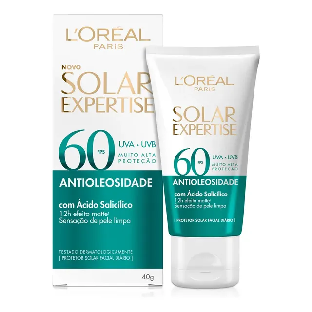 Protetor Solar Facial Antioleosidade FPS60 Controle de Oleosidade por 12h Efeito Matte Sem Cor Solar Expertise L'Orea