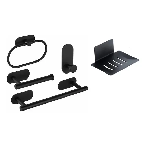 Set Accesorios Juego De  Baño  5pzs Aceroinox Negro Mate