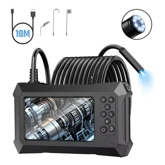 Ycrigns® Endoscopio Industrial Cámara Hd 1080p Pantalla 4.3 10m Ips Impermeable Ip67 Con Luz Led Batería 2000mah Inspección Tuberías Automotriz Drenaje Alcantarillado