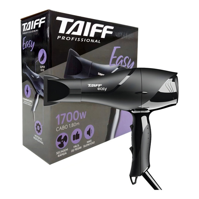 Secador De Cabelos Taiff Easy 1700w, Preto Cor 110v 127v Secador De Cabelos Taiff Easy 1700w, Preto Cor 110v 127v
