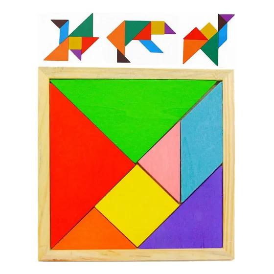 Tangram De Madera Rompecabezas Didáctico Colores 7 Fichas