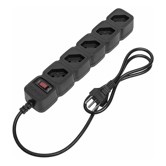 Protetor Eletrônico Com 5 Tomadas Pt Cor Preto 127V/220V