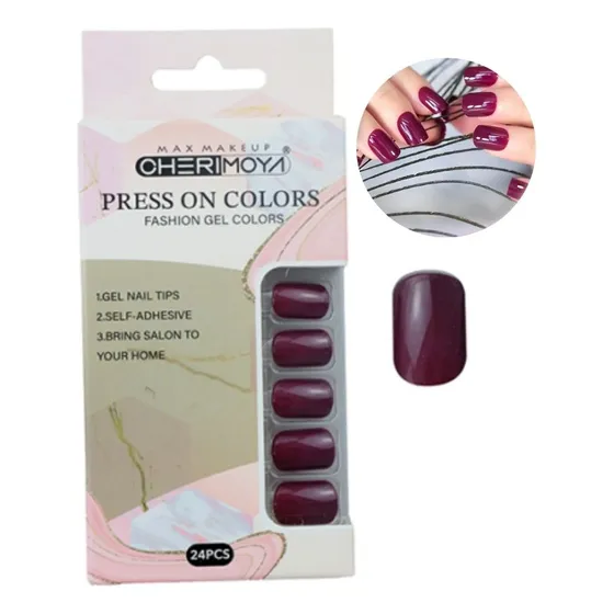 Press On Nails Oval Cortas Kit Uñas Postizas Con Adhesivo