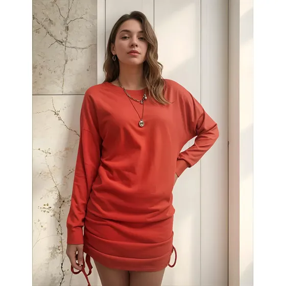 Vestido De Invierno Sexy Lateral Arrugado
