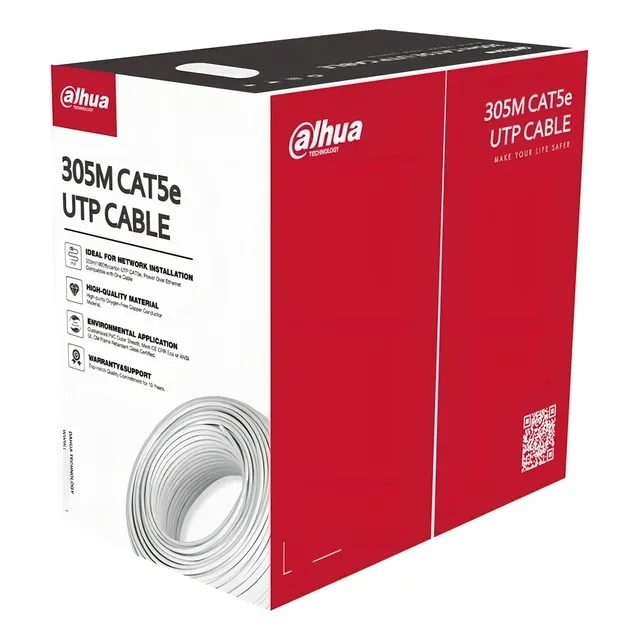 Dahua Bobina De Cable Utp Blanco 100% Cobre Cat 5e 305 Mts