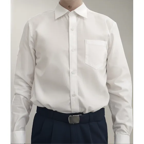 Camisa Manga Larga Blanca Tela Popelina