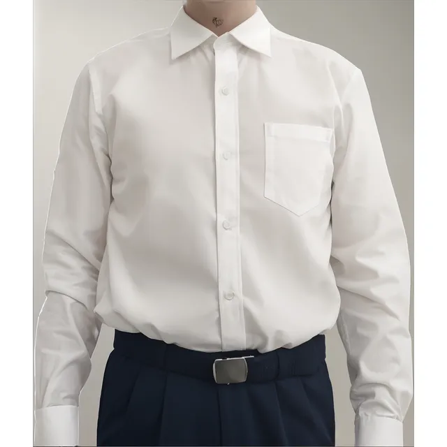Camisa Manga Larga Blanca Tela Popelina