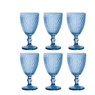 Juego 6 Copas Cristal Color Labrado Vino Agua 330 Ml Juego 6 Copas Cristal Color Labrado Vino Agua 330 Ml