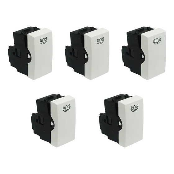 Pack 5 Interruptores Pulsador Con Símbolo 10a 250v Leviton Blanco
