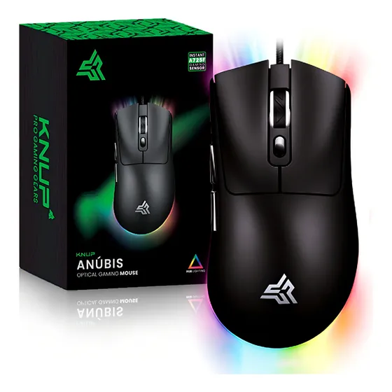 Mouse Gamer Knup Anubis Preto 7200dpi Usb Rgb