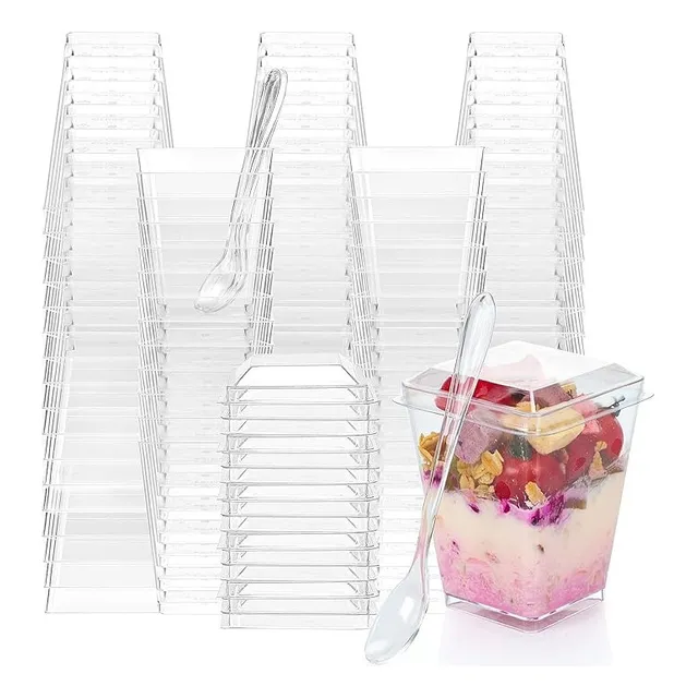 50pcs Estándar Cupcake Taza De Helado Taza De Postre+cuchara