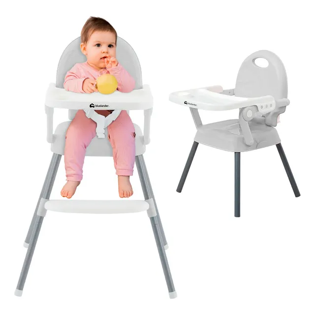 Silla Periquera Para Bebe Alta Plegable Portatil 3 En 1 Color Gris