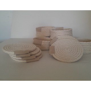 Posavasos De Cordón De Algodon Y Cuero. Packs De 4 Unidad Posavasos De Cordón De Algodon Y Cuero. Packs De 4 Unidad