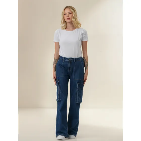 Pantalon Cargo Ufo Callie Azul