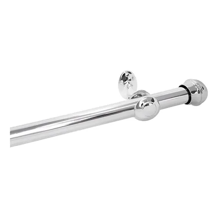 Kit Varão Cromado 2 Metros Simples 19mm Para Cortina Padrão Cor Prateado