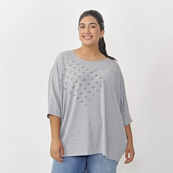 Remeron Mujer Talle Grande Modal Con Brillos Felizfem