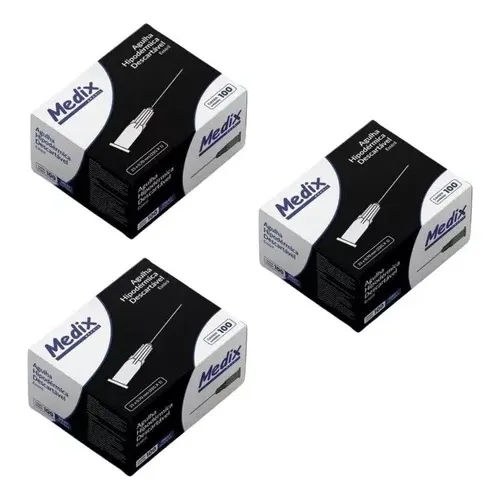 Kit 3 Cx  Agulha HiPodérmica Descartável 25x7 Medix 300 Unid