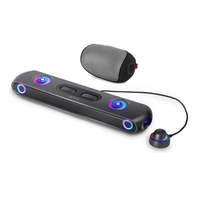 OXS Thunder Pro Barra de Sonido para Juegos con Altavoz Satellite Inalámbrico, Sistema de Sonido Envolvente 7.1.2 Dolby Atmos, Woofer Incorporado, Personalización de Apps, Efectos RGB, 3 Modos Gamer