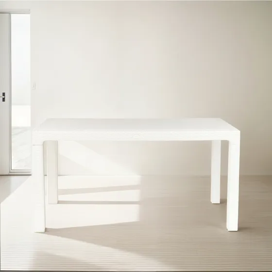 Mesa De Comedor Niza Rattan Sintetico Jardin Garden Life Blanco Rayado