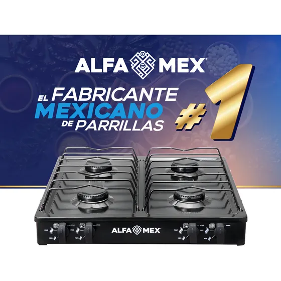 Parrilla De Gas L.p. 4 Quemadores Cubierta Porcelanizada Alfamex