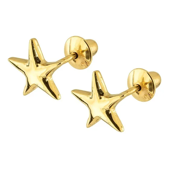 Brinco Ouro 18k Estrela Lisa Polida Promoção