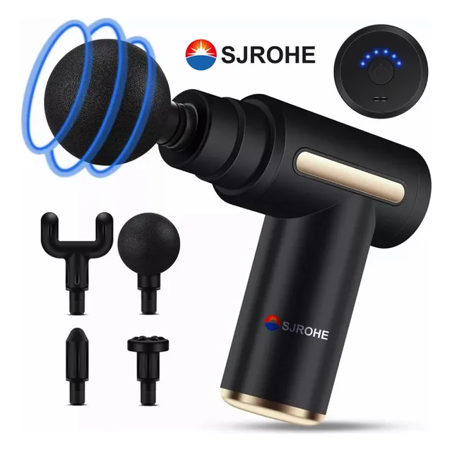 Sjrohe® Pistola De Masaje 6 modos Muscular Para Relajar Aliviar El Dolor Color Negro portatil Pistola Masajeador Espalda De Cuello Pies masajeadores electricos cuerpo