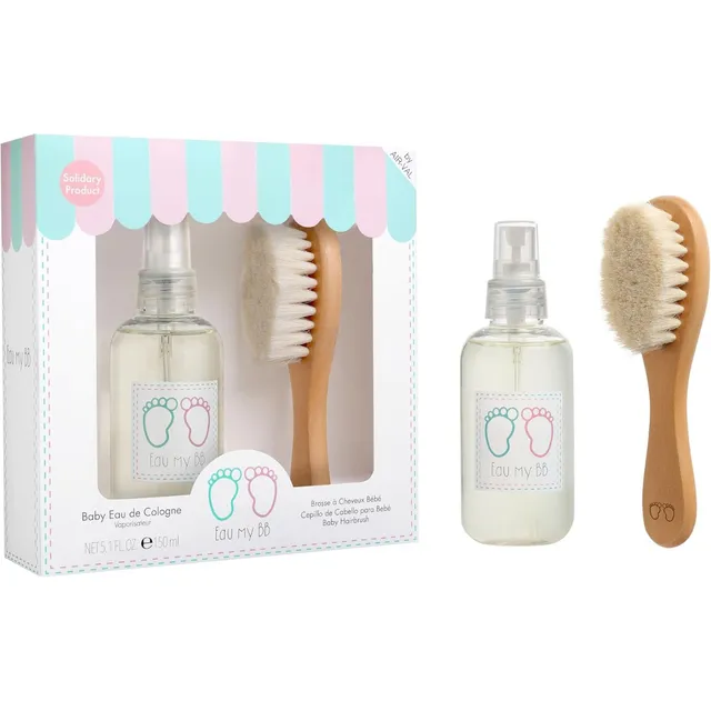 Set De Regalo Para Bebe Perfume Cepillo De Madera