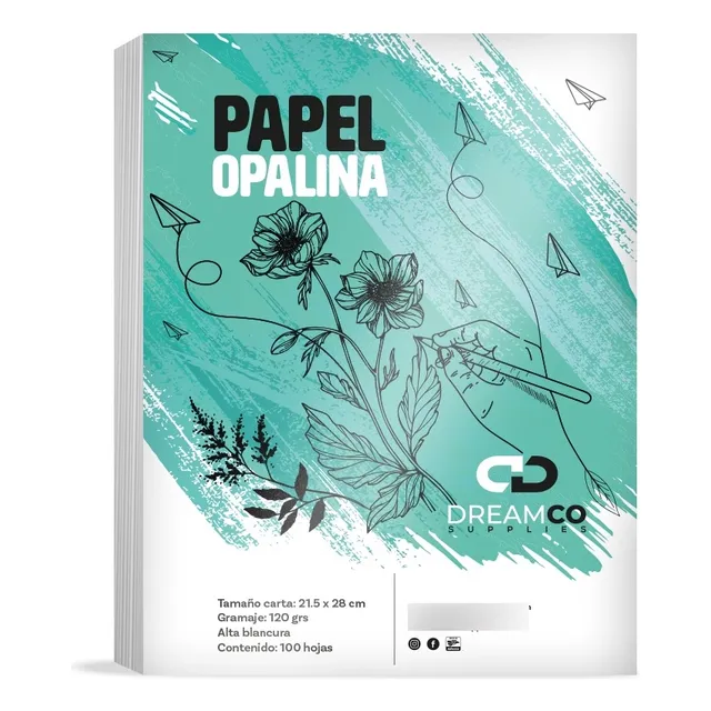Papel Opalina T/carta 120grs Paquete 100 Hojas. Color Blanco