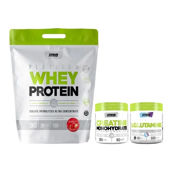Whey Protein 3 Kg + Creatina + Glutamina Star Nutrition