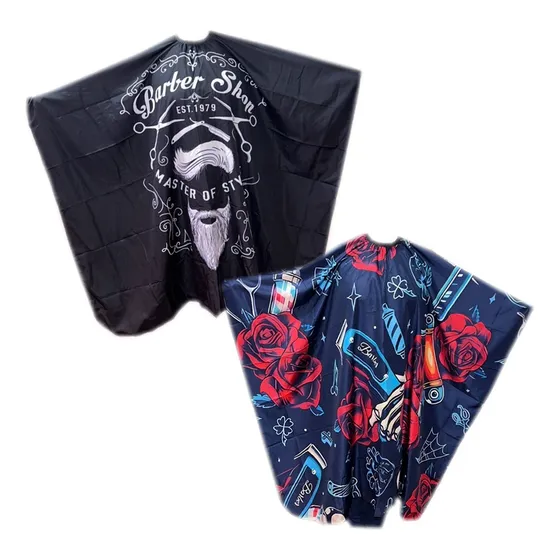 Pack De Capas Para Corte Barber 1979- Rosas Fondo Azul Color Negro Rayas