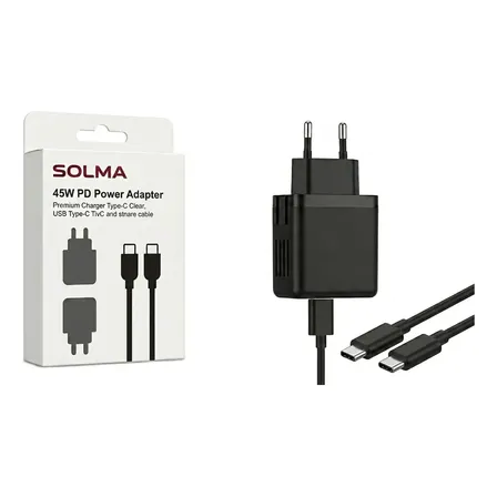 Cargador Carga Rápida 45w  Tipo Usb-c Para Android + Cable Negro