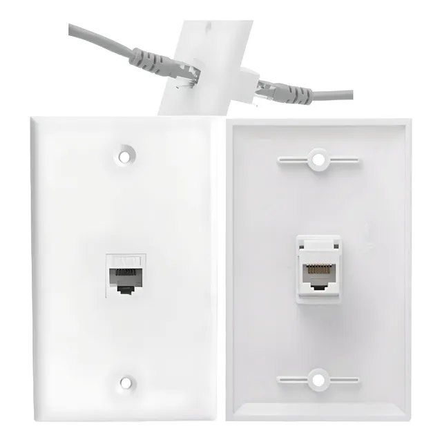 Placa Pared 1 Puerto Keystone Jack Rj45 Cat 6 Utp Ethernet