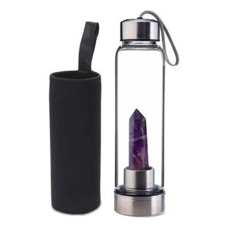 Botella De Agua Con Cristal Energético De Cuarzo Púrpura Botella De Agua Con Cristal Energético De Cuarzo Púrpura