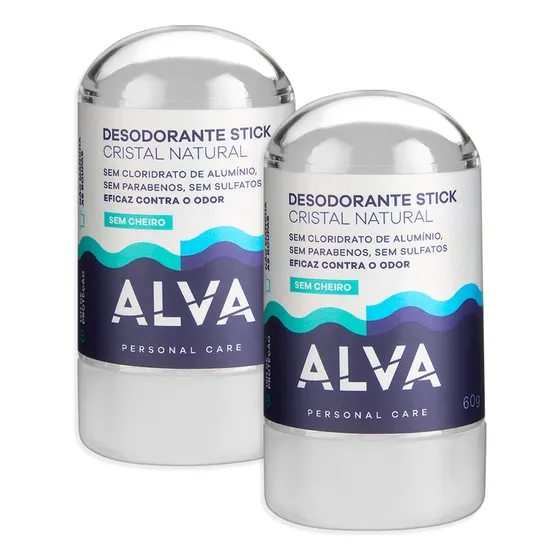 Desodorante Stick Mini Kristall Sensitive 60g Alva - 2 Unds.