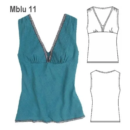 Molde Blusa Escotada Mujer, Sin Mangas, Busto Con Recogido.