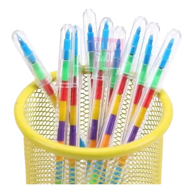 Pack X 12  Lapices Crayones Souvenir Lápiz Encastreble Útil