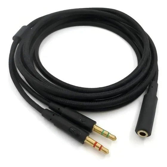Cabo Extensor Nylon Universal P3 P2 3.5mm Compatível Hyperx Cor Preto Nylon