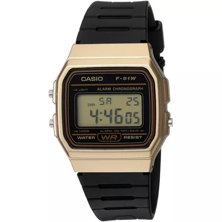 Reloj Casio F-91wm-9adf Unisex Original 100% Original Color de la correa Negro Color del bisel Negro Color del fondo Dorado