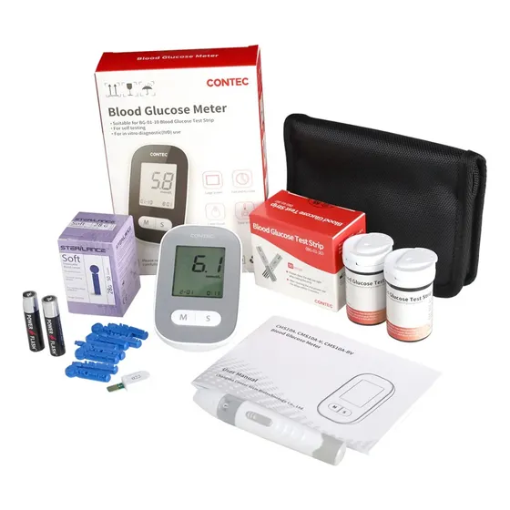 Glucómetro Contec Kit Completo Mas 50 Tiras Y 50 Lancetas