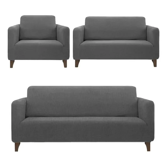 Juego de Protectores Cubre Sillón Melocotton Strech Última Generación Color Gris oscuro