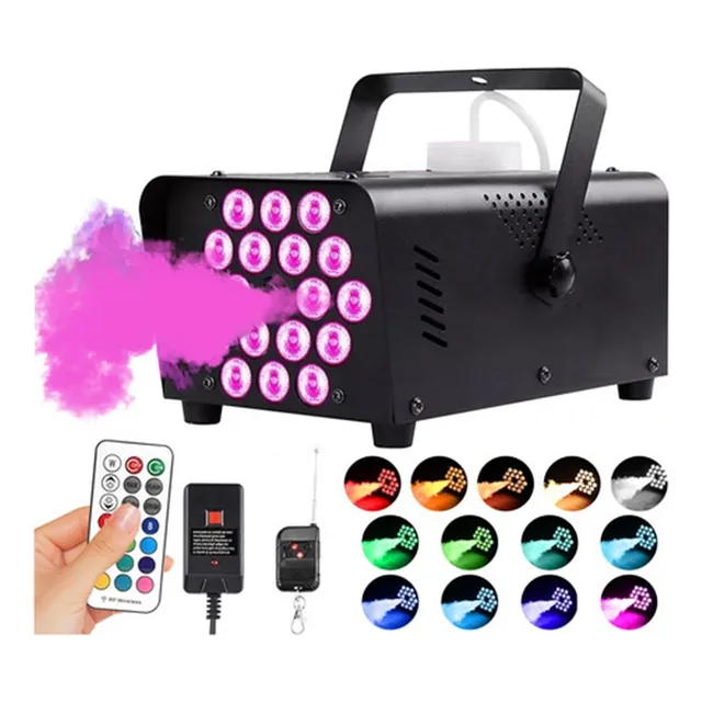 Máquinas De Humo Luz 18led Rgb Dj Control Remoto Dmx 500w