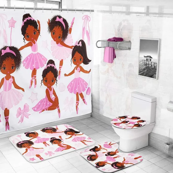 Cortina Ducha Para Niño Tapete Baño Antideslizante 12