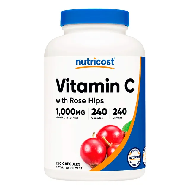 Vitamina C 1000mg Con Rose Hips Nutricost 240 Capsulas