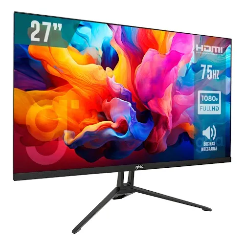 Monitor Ghia 27 Pulgadas Full Hd LED Frameless 75hz Vga Hdmi Altavoces Color Negro Modelo Mg2723